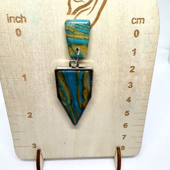 Handmade Accessories - Artistic Blue and Gold Pendant